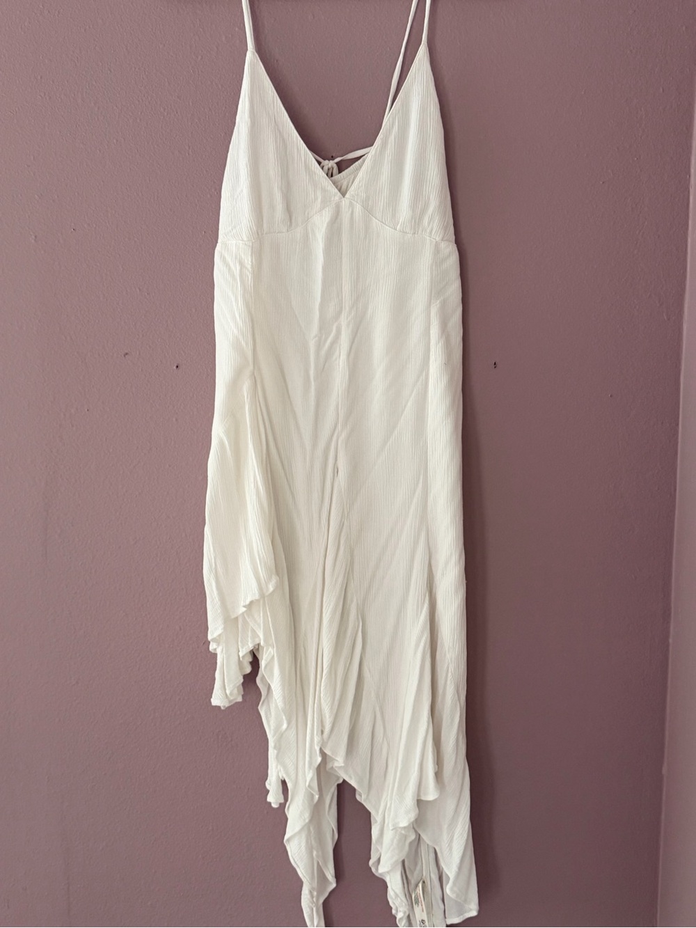 Free People White Asymmetric Slip Dress